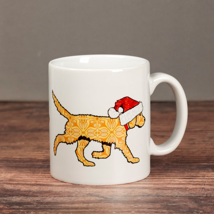 Christmas Labradoodle Mug - Gold/ Cream