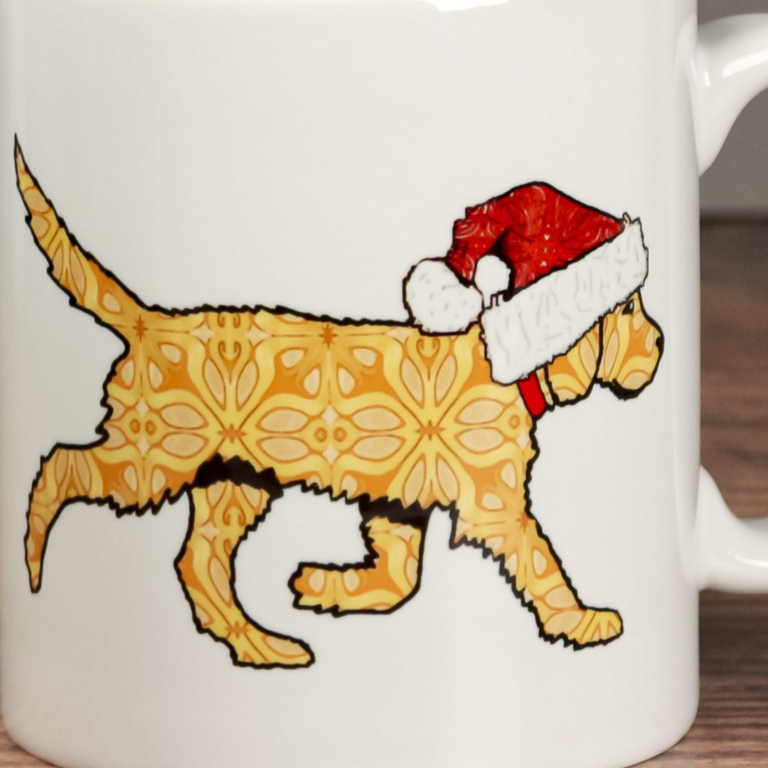 Christmas Labradoodle Mug - Gold/ Cream