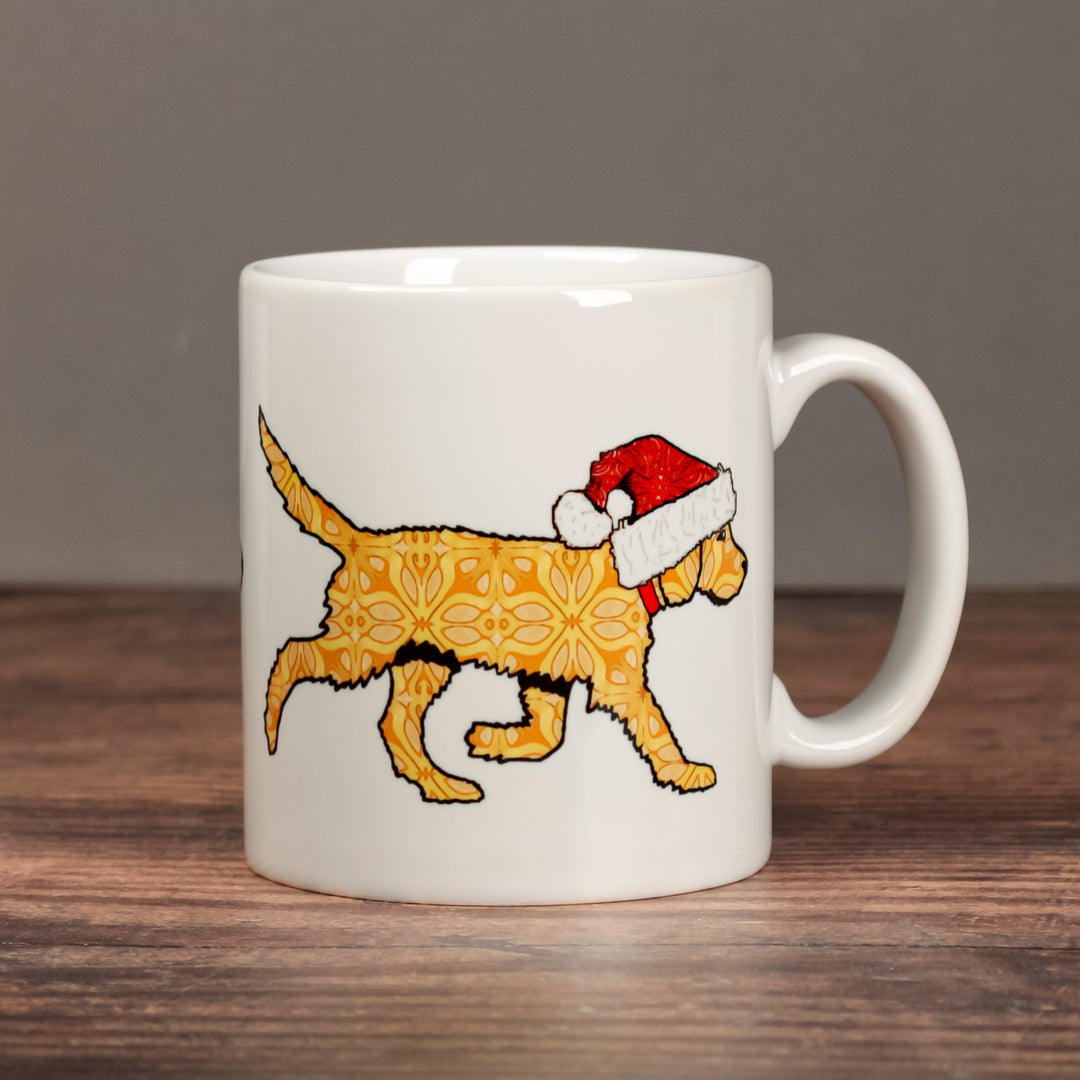 Christmas Labradoodle Mug - Gold/ Cream