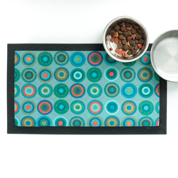 Blue Green Circles Pet Food Placemat