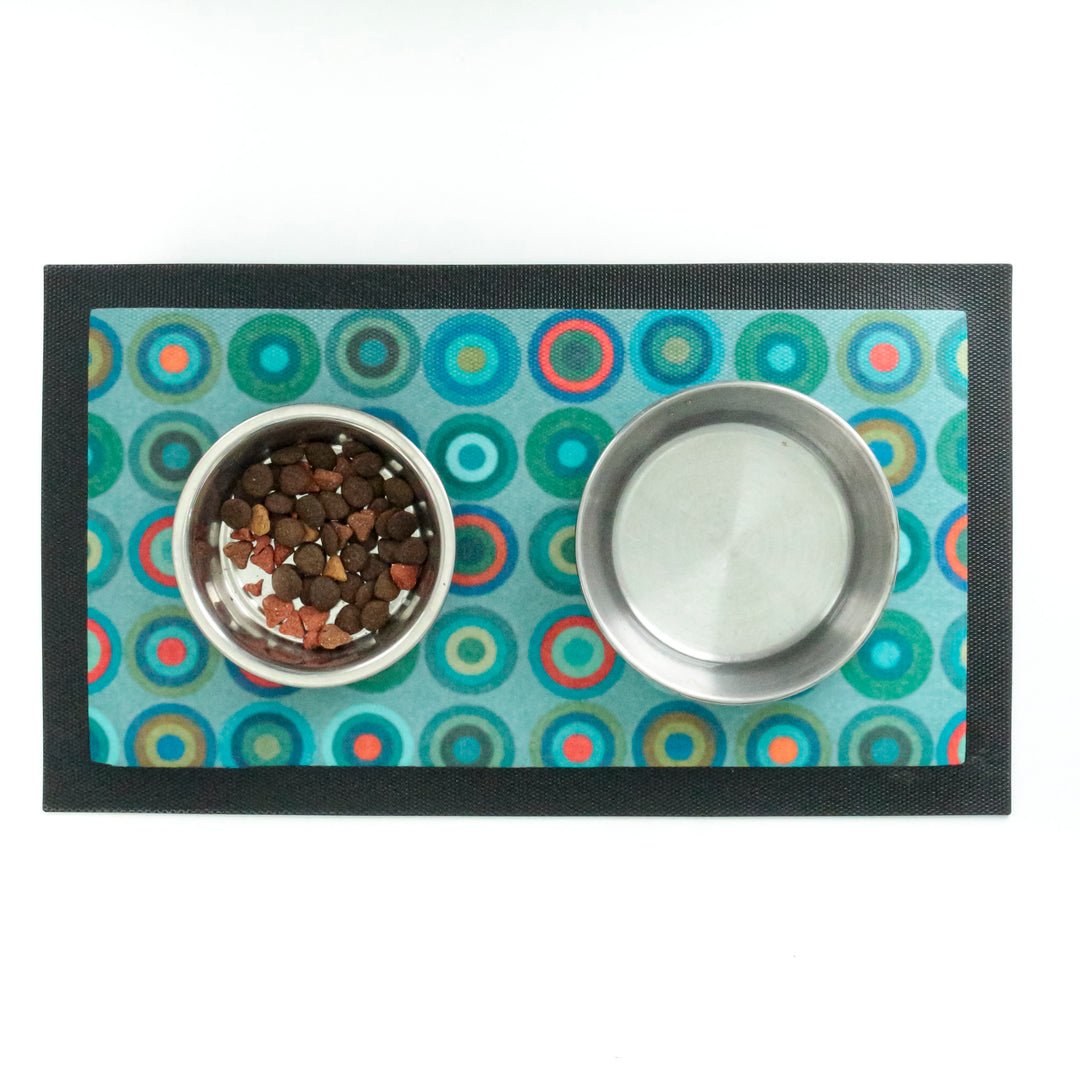 Blue Green Circles Pet Food Placemat