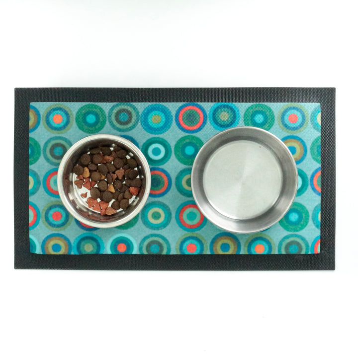 Blue Green Circles Pet Food Placemat