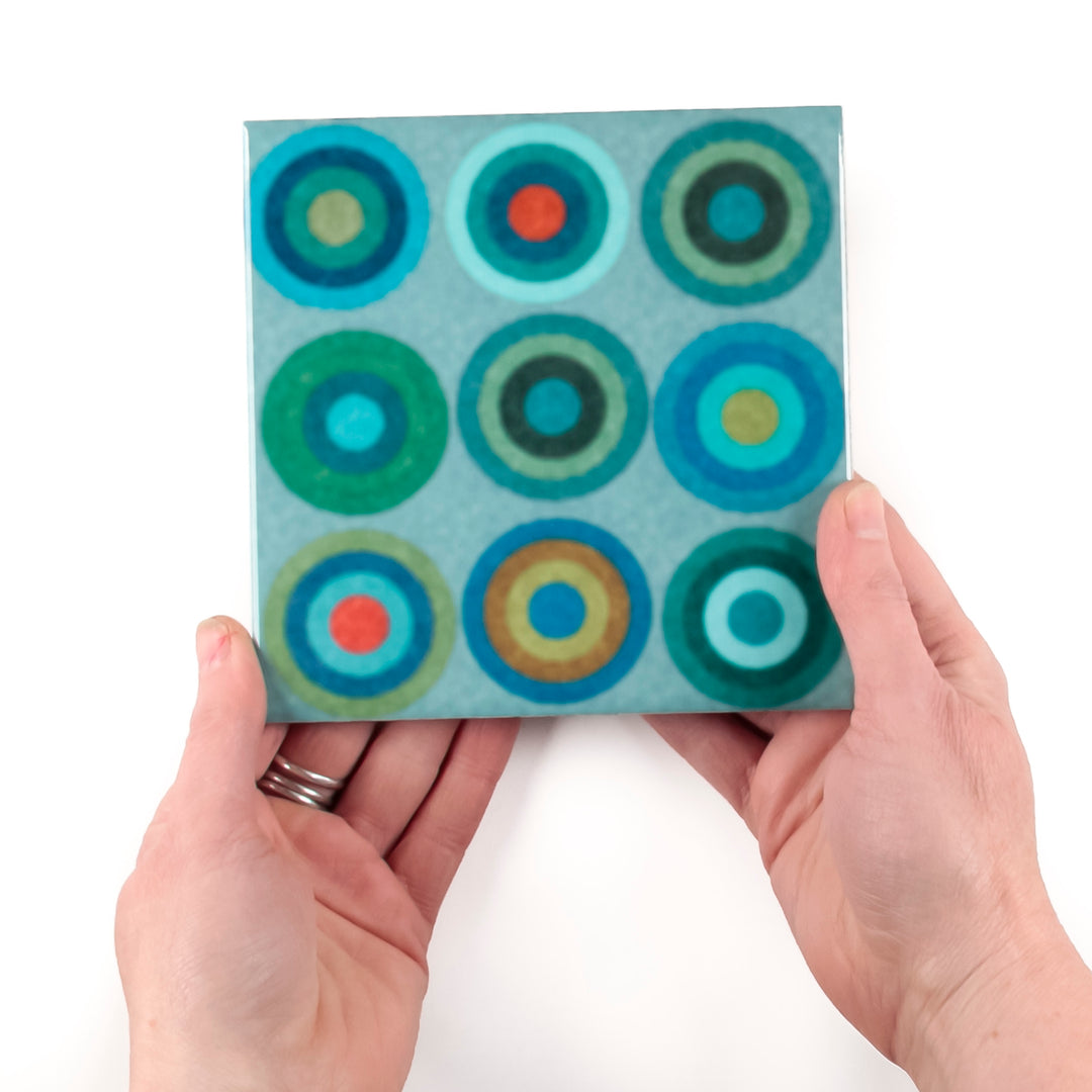 Abstract Circles Green blue tiles