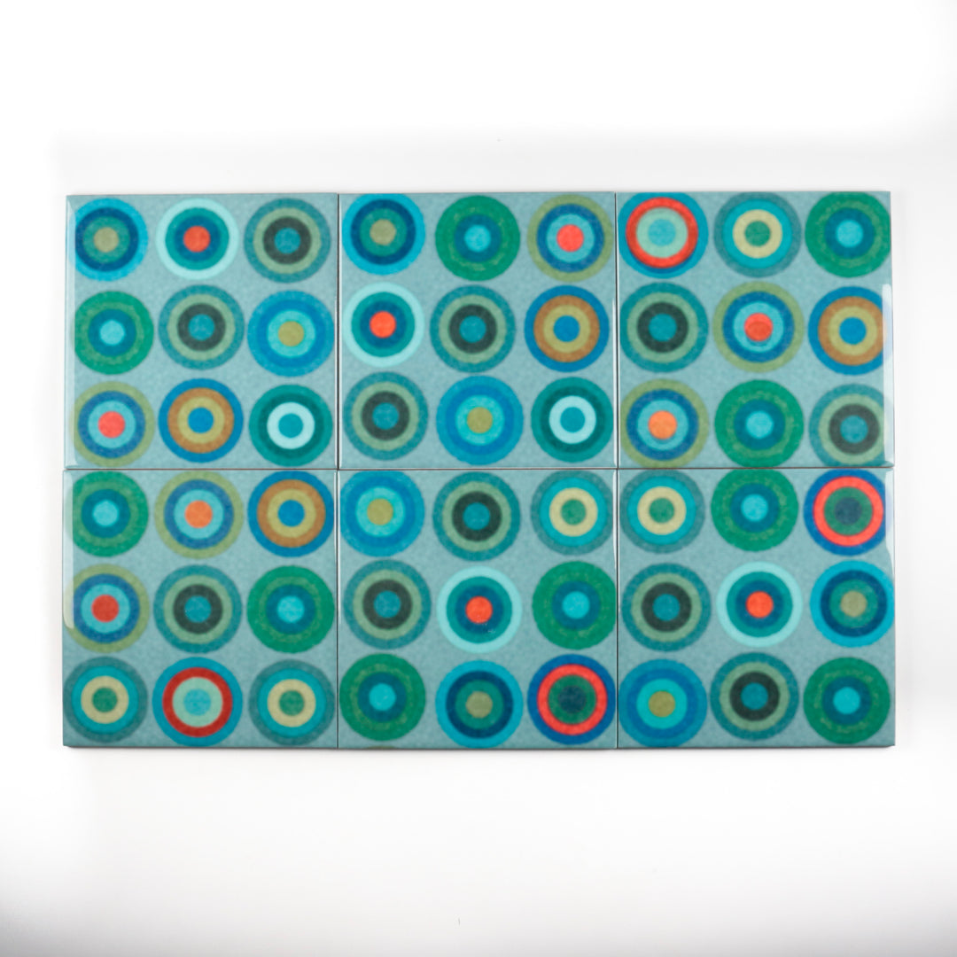 Abstract Circles Green blue tiles