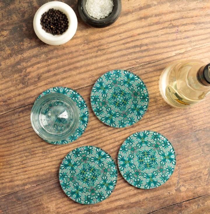 Flourishing garden glass coasters - round