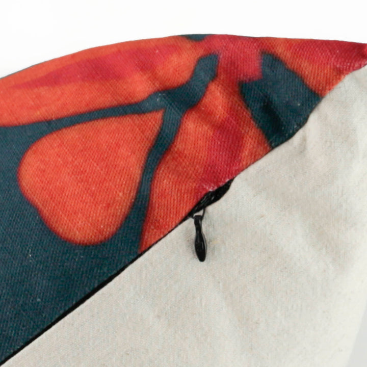 Orange Flower Linen Blend Cushion including pad