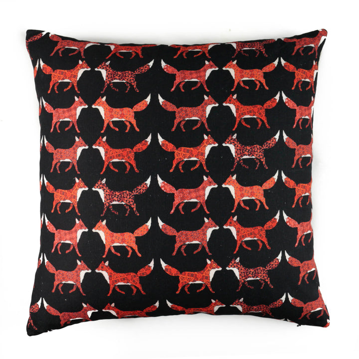 Red Foxes Handmade Cotton-Linen Blend Cushion including pad