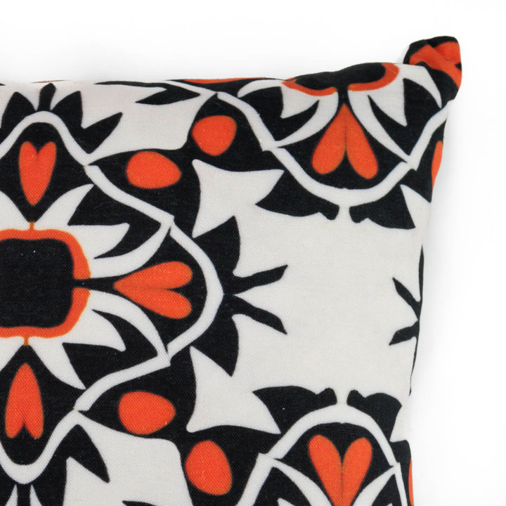 Aztec Orange Black Handmade Cotton-Linen Blend Cushion including pad