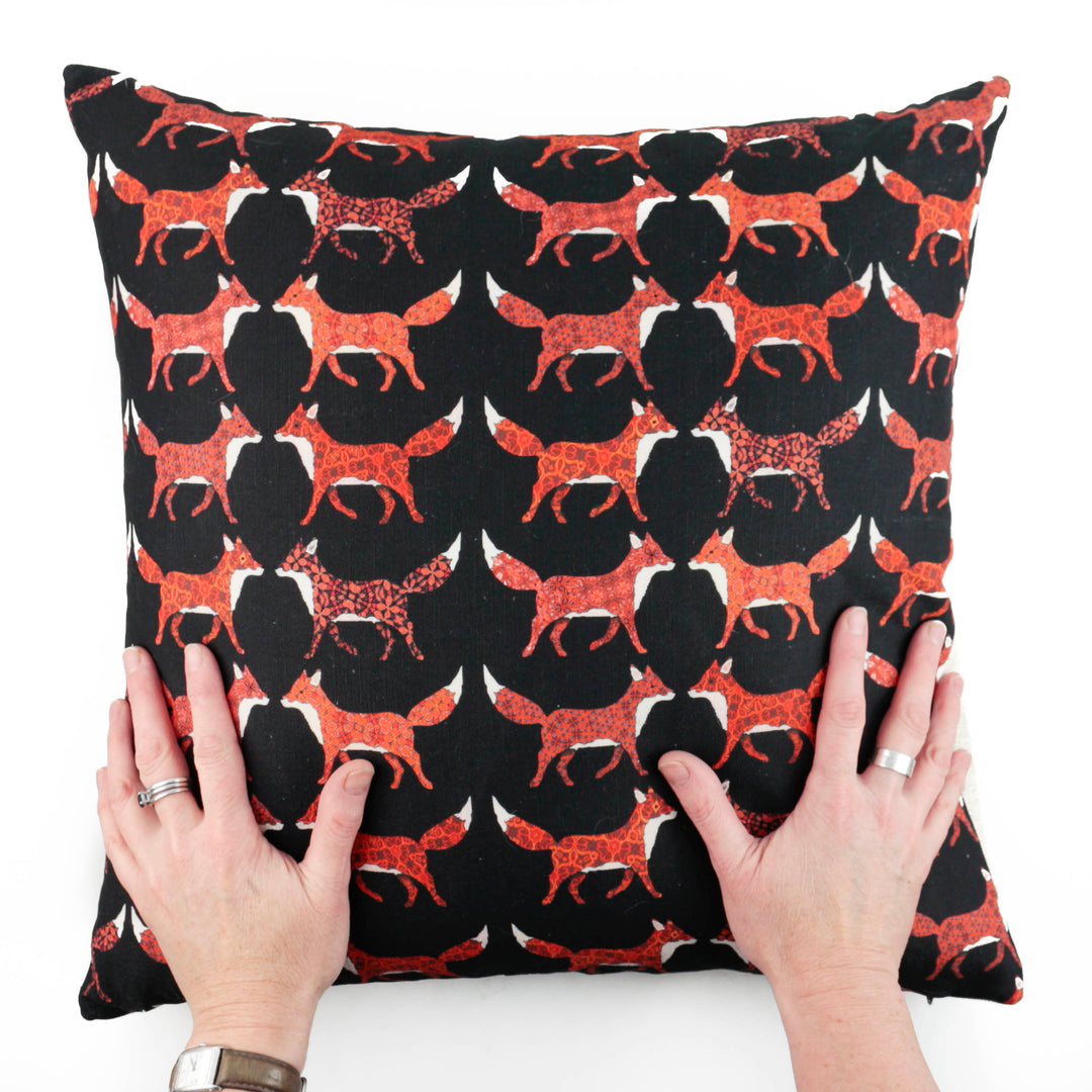 Red Foxes Handmade Cotton-Linen Blend Cushion including pad