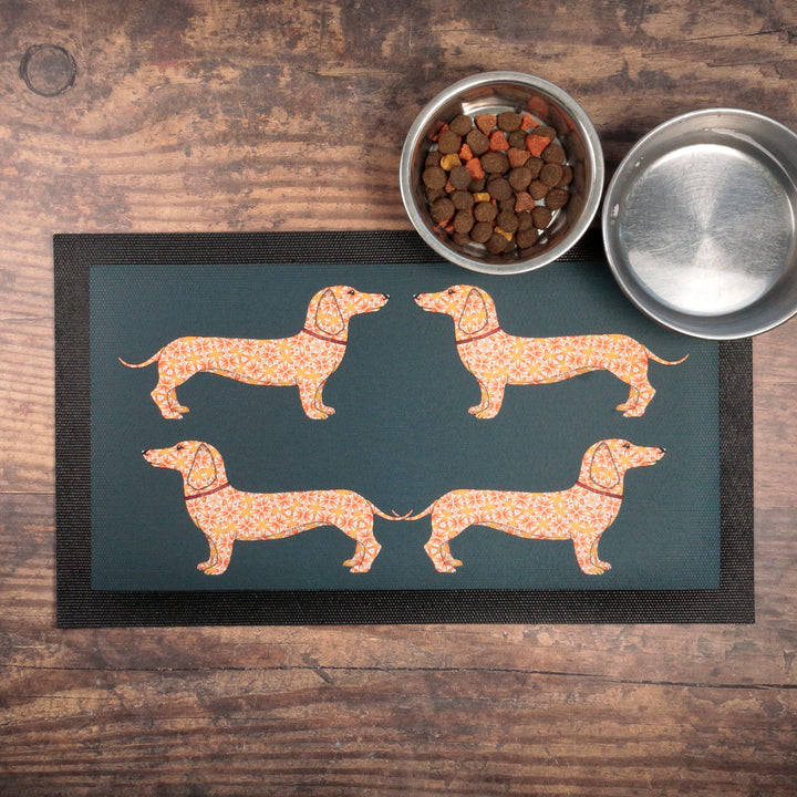 Dachshund Pet Placemat - Yellow / Grey