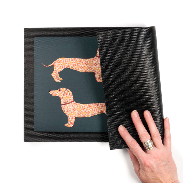 Dachshund Pet Placemat - Yellow / Grey