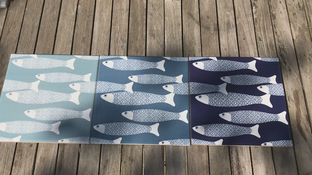 Ocean Shoal tile - Grey-blue -  FIRED INK Version