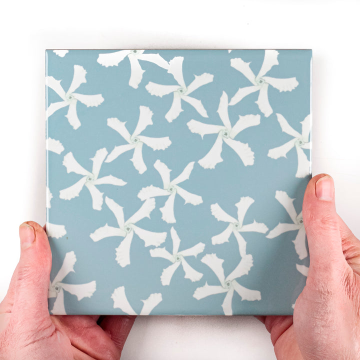 Star Jasmine Flower tiles - aqua