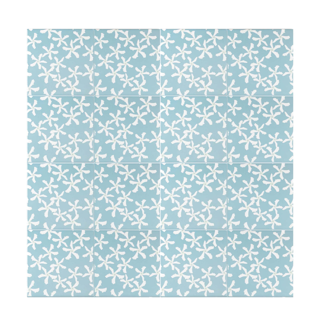 Star Jasmine Flower tiles - aqua