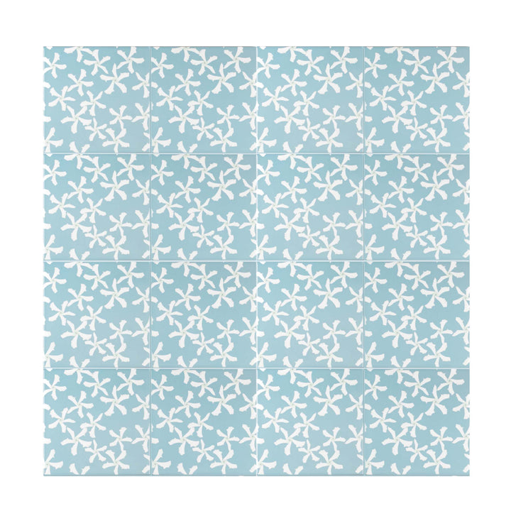 Star Jasmine Flower tiles - aqua
