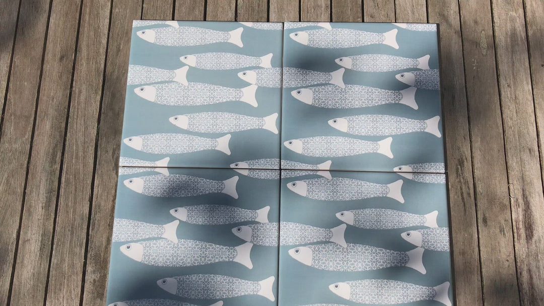 Ocean Shoal tile - Grey-blue -  FIRED INK Version