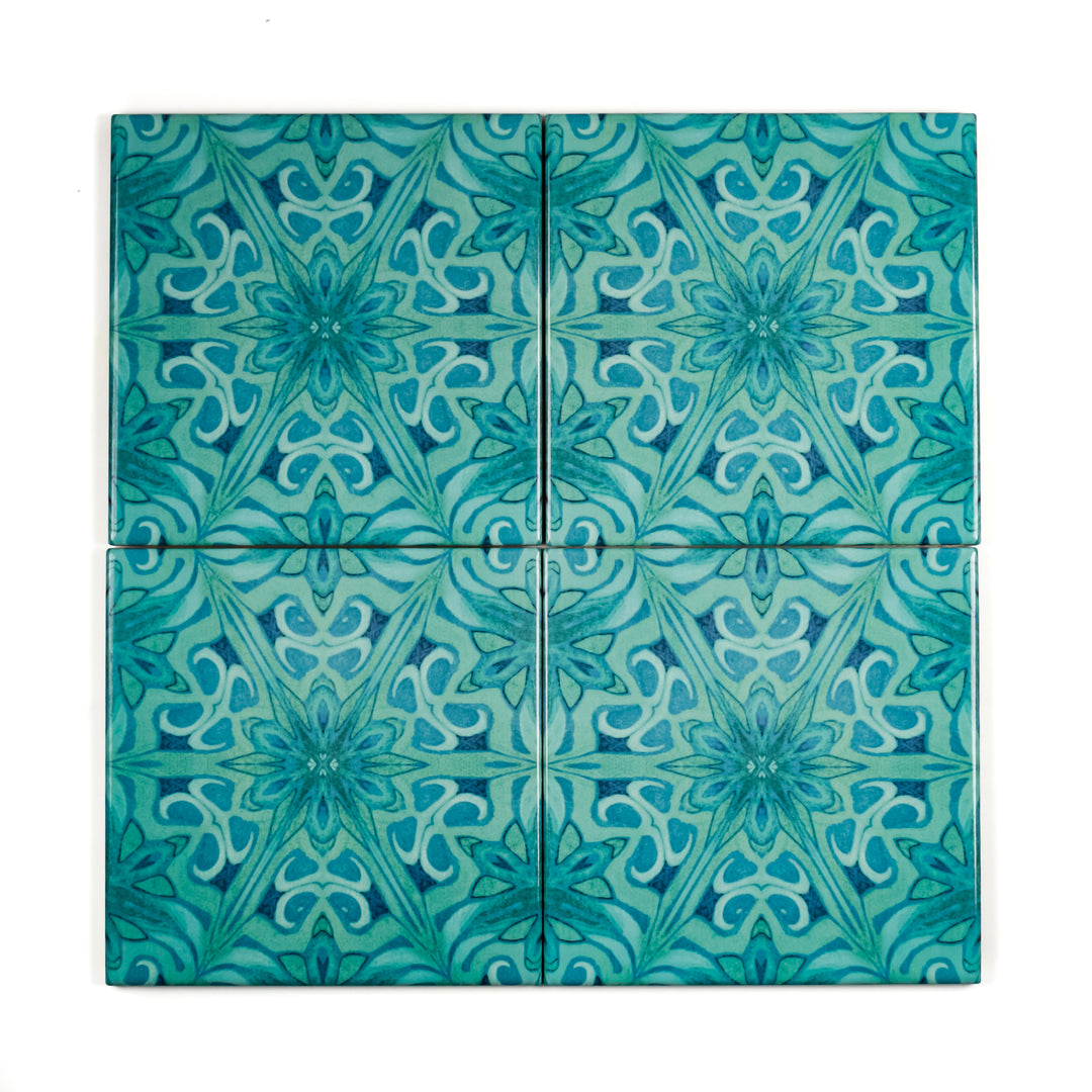Agapanthus Tiles -  FIRED INK Version
