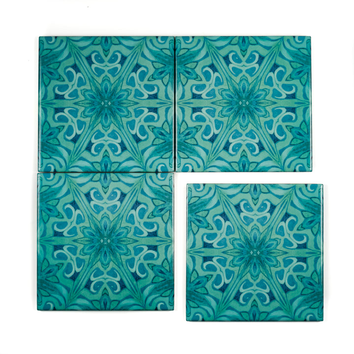 Agapanthus Tiles -  FIRED INK Version