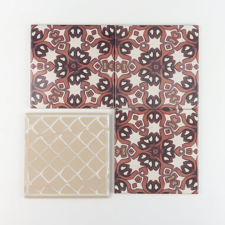 Ochre Cream Cogs tile -  FIRED INK Version