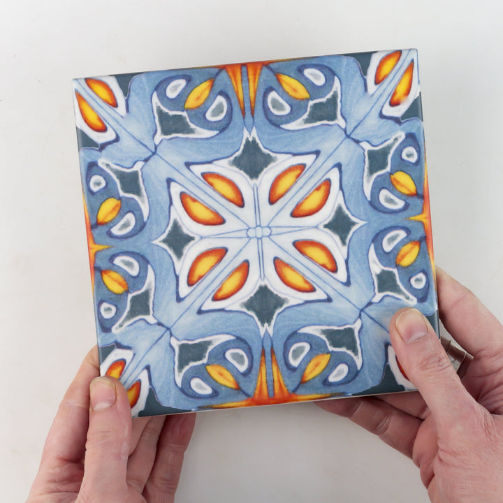 Alhambra Tiles - Flower Centre -  FIRED INK Version