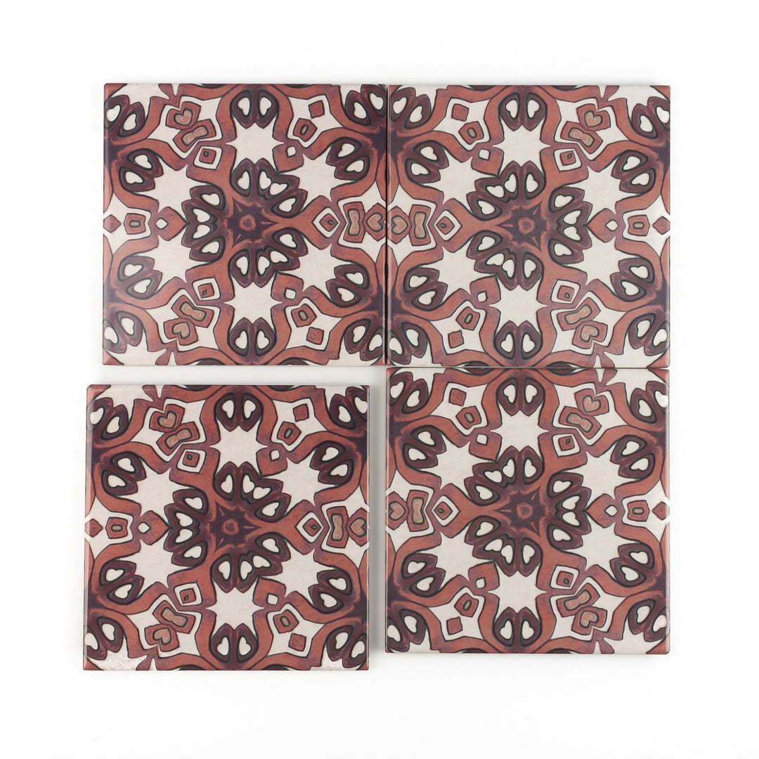 Ochre Cream Cogs tile -  FIRED INK Version