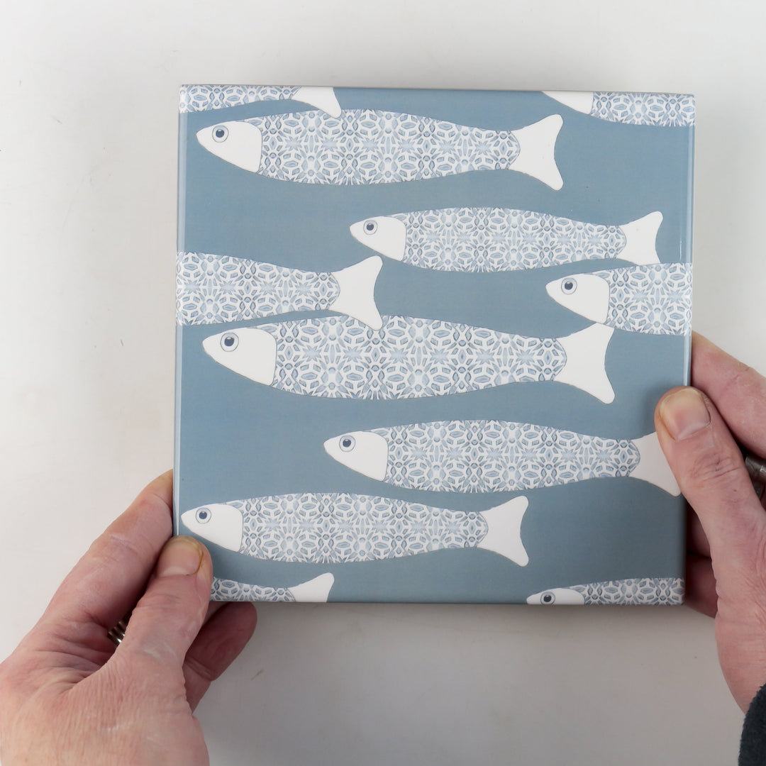 Ocean Shoal tile - Grey-blue -  FIRED INK Version