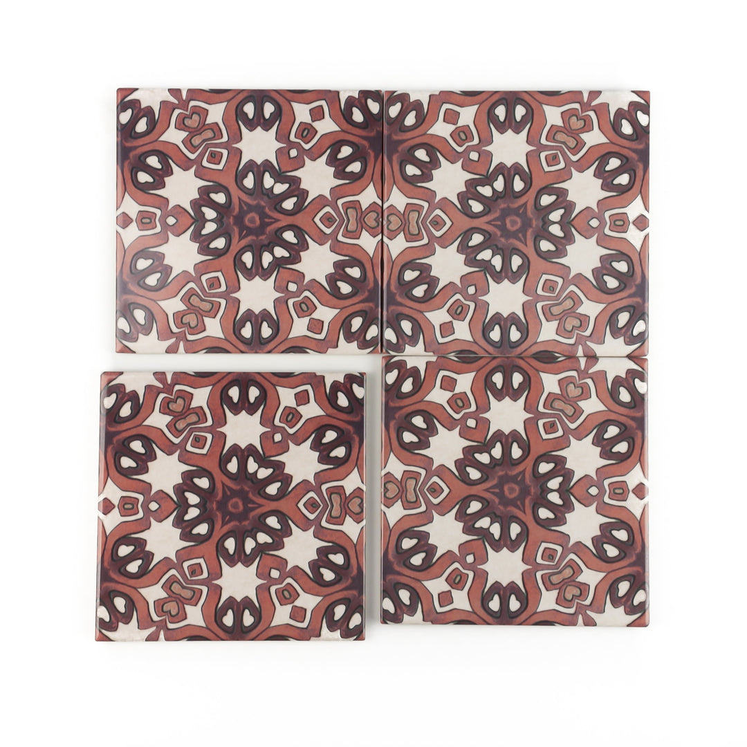Ochre Cream Cogs tile -  FIRED INK Version