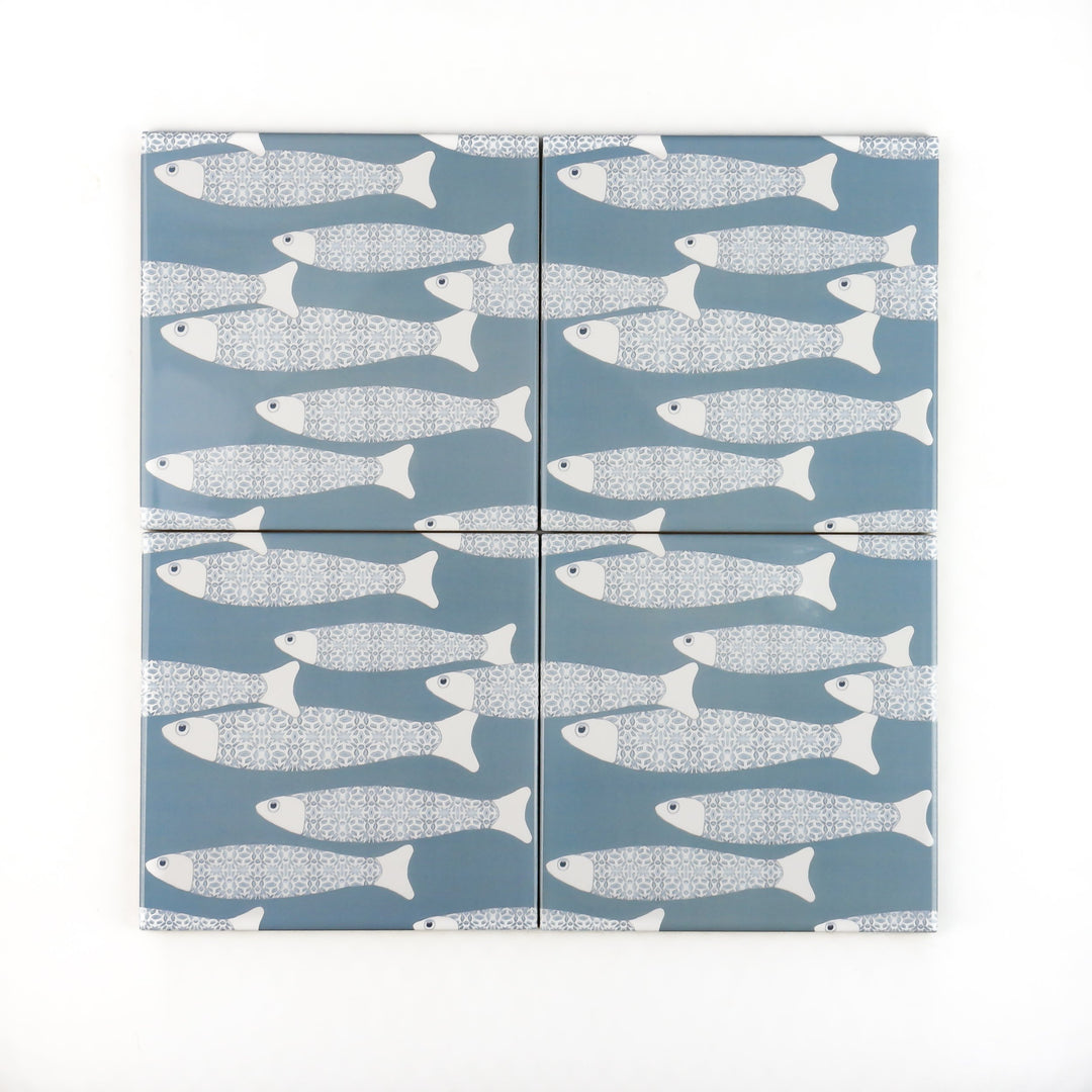 Ocean Shoal tile - Grey-blue -  FIRED INK Version