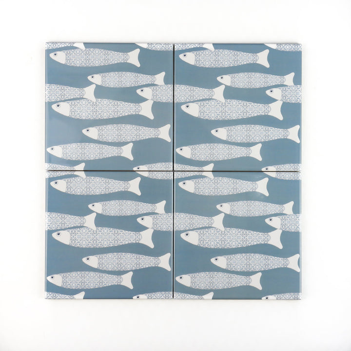 Ocean Shoal tile - Grey-blue -  FIRED INK Version