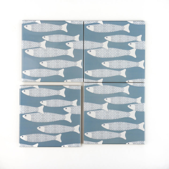 Ocean Shoal tile - Grey-blue -  FIRED INK Version