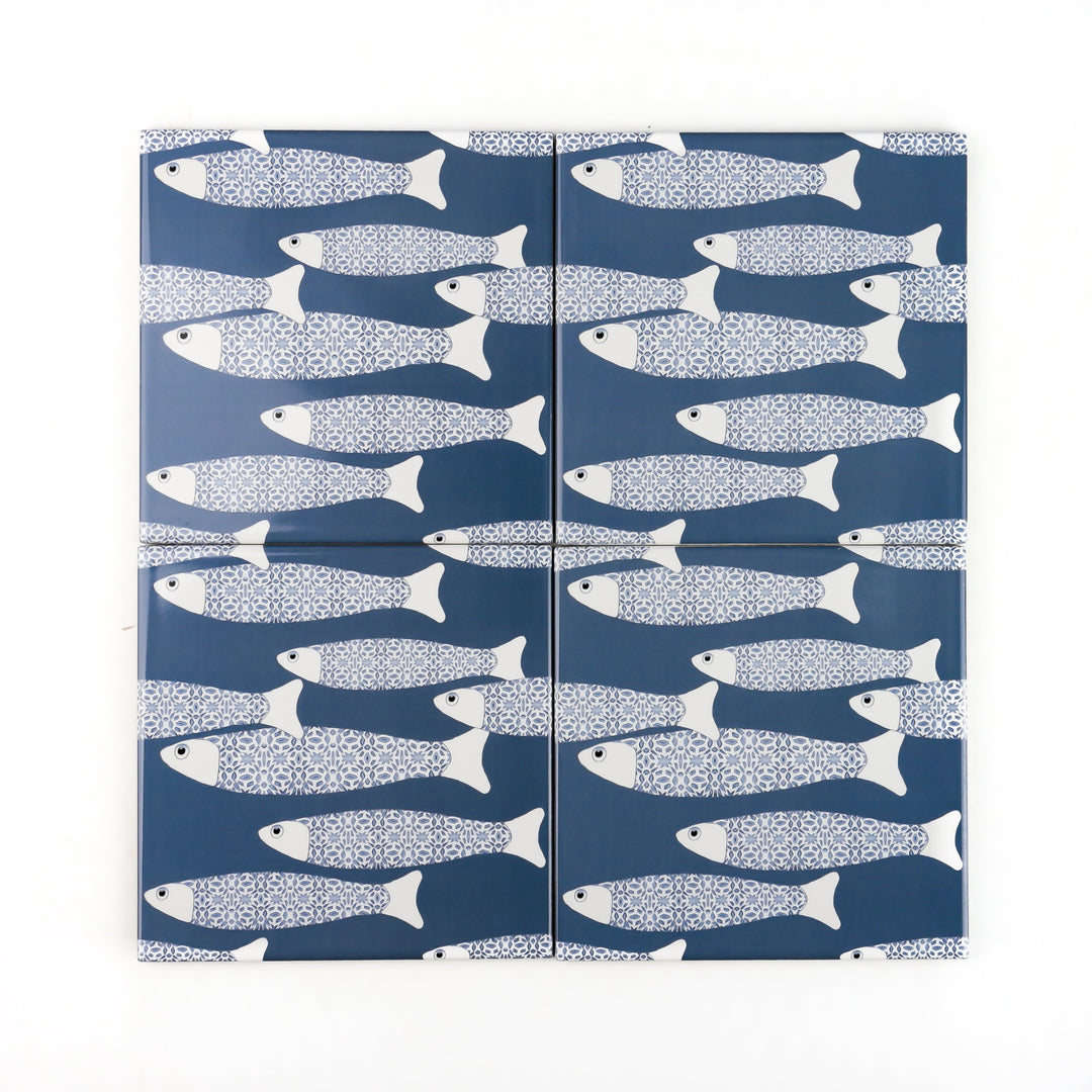 Ocean Shoal tile - Teal -  FIRED INK Version