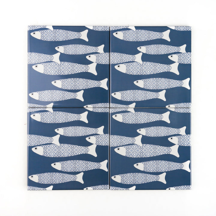 Ocean Shoal tile - Teal -  FIRED INK Version