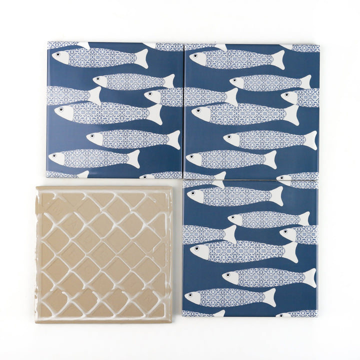 Ocean Shoal tile - Teal -  FIRED INK Version
