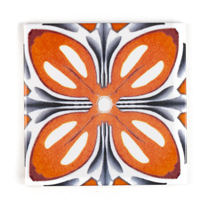Orange Flower Tiles -  FIRED INK Version