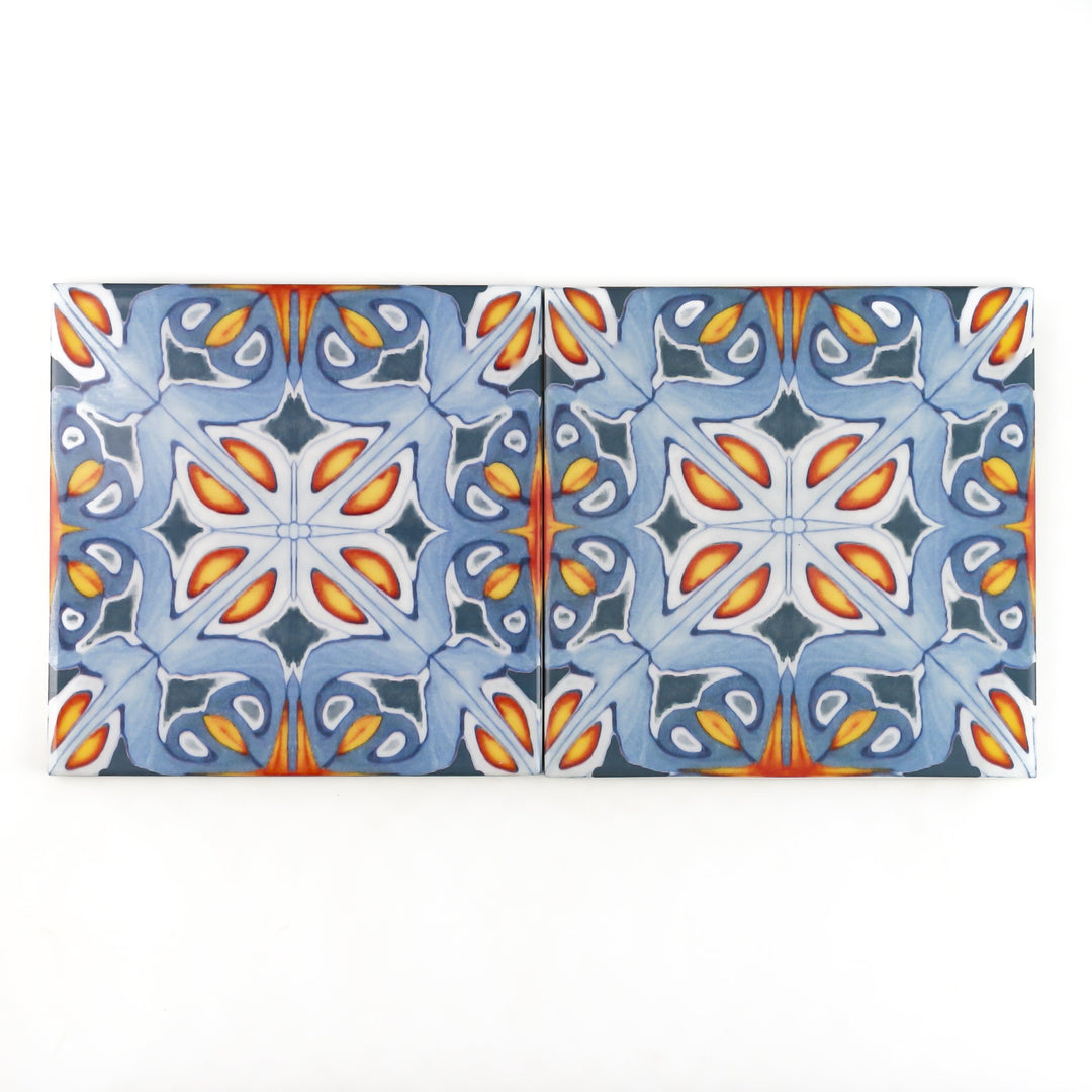 Alhambra Tiles - Flower Centre -  FIRED INK Version