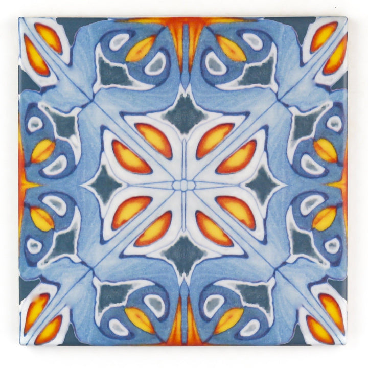 Alhambra Tiles - Flower Centre -  FIRED INK Version