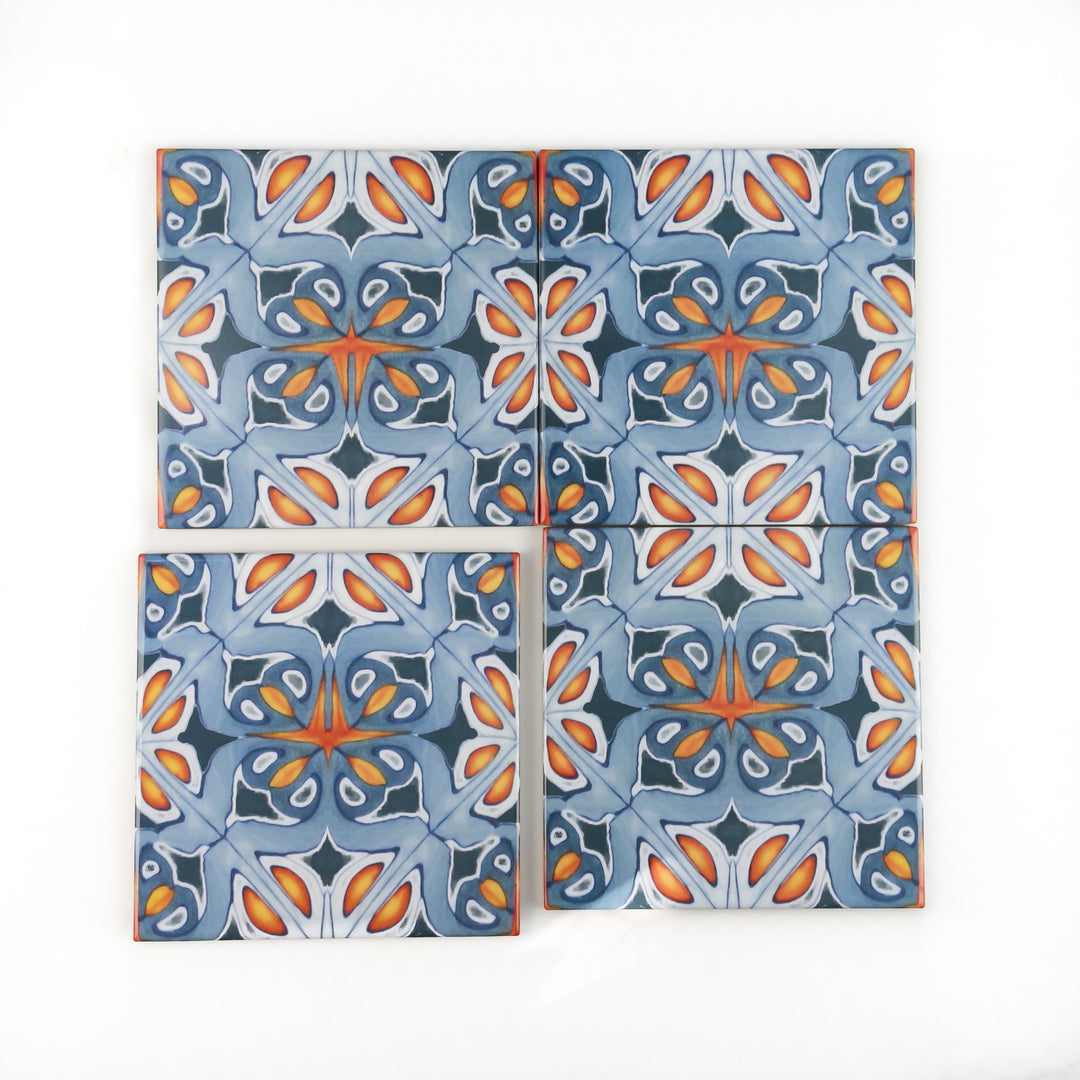 Alhambra tile - Spiky Centre -  FIRED INK Version