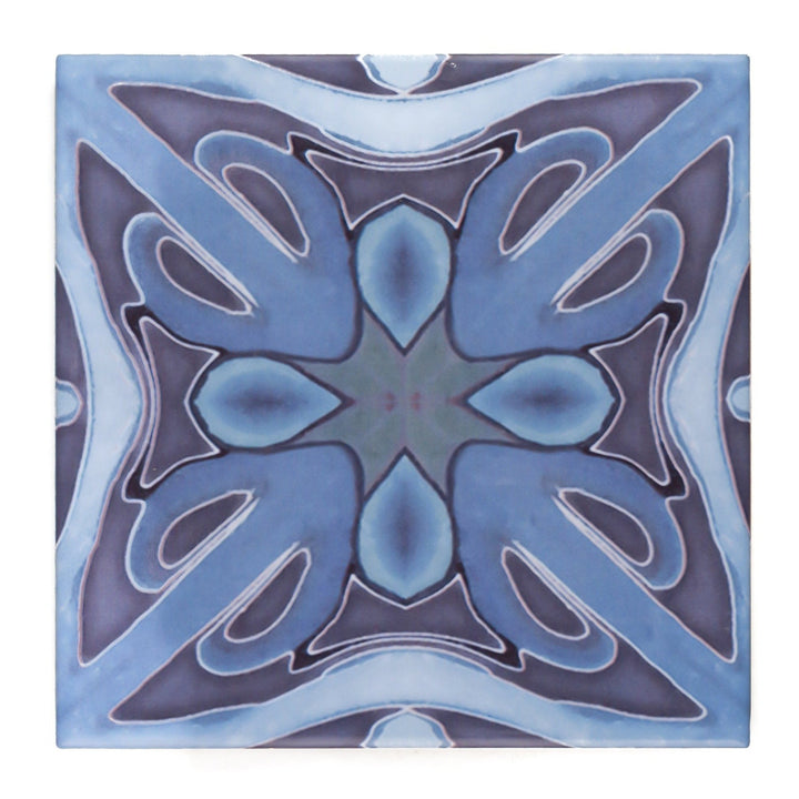 Denim blue Art Deco tiles -  FIRED INK Version