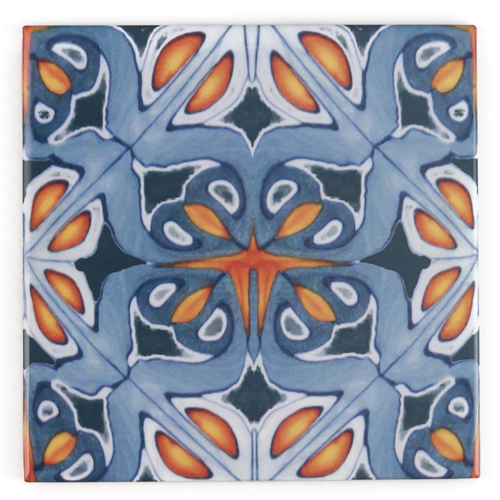 Alhambra tile - Spiky Centre -  FIRED INK Version