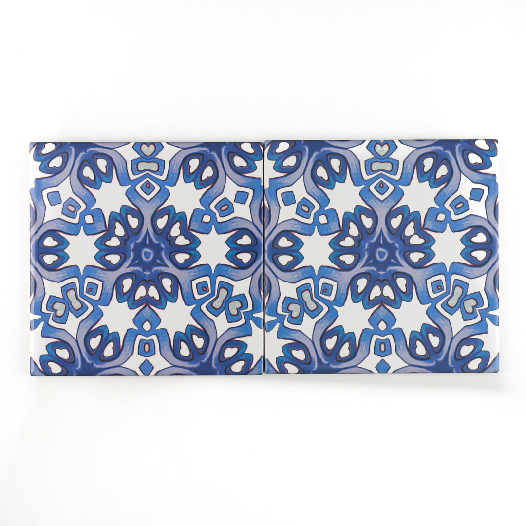 Blue White Iznik tile -  FIRED INK Version