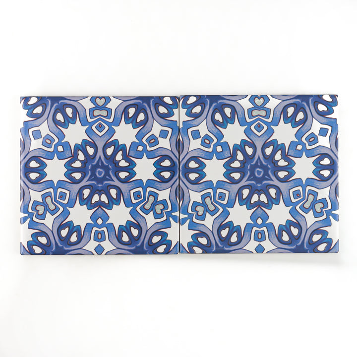 Blue White Iznik tile -  FIRED INK Version