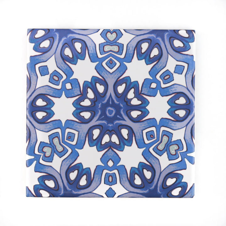 Blue White Iznik tile -  FIRED INK Version