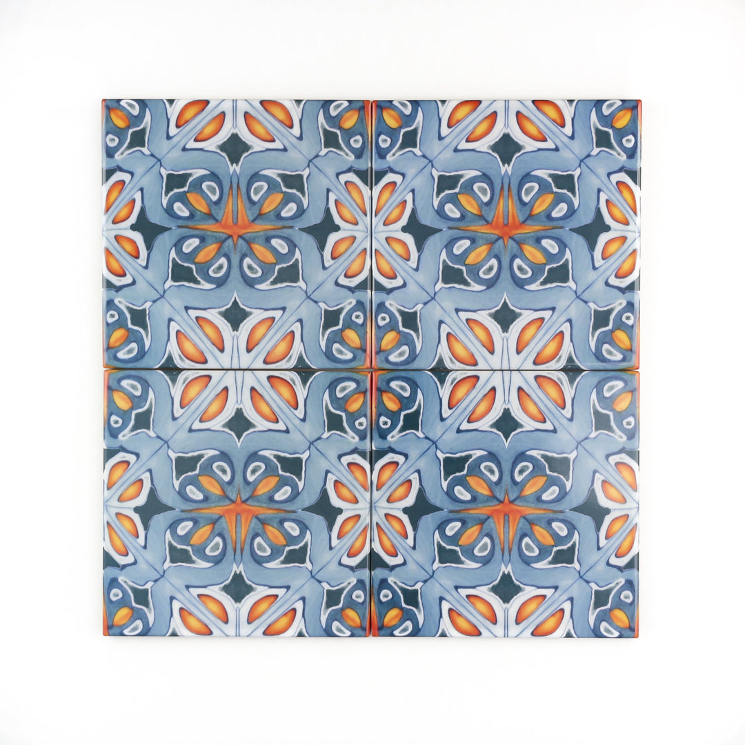 Alhambra tile - Spiky Centre -  FIRED INK Version