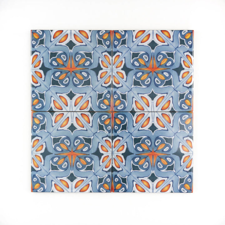 Alhambra tile - Spiky Centre -  FIRED INK Version