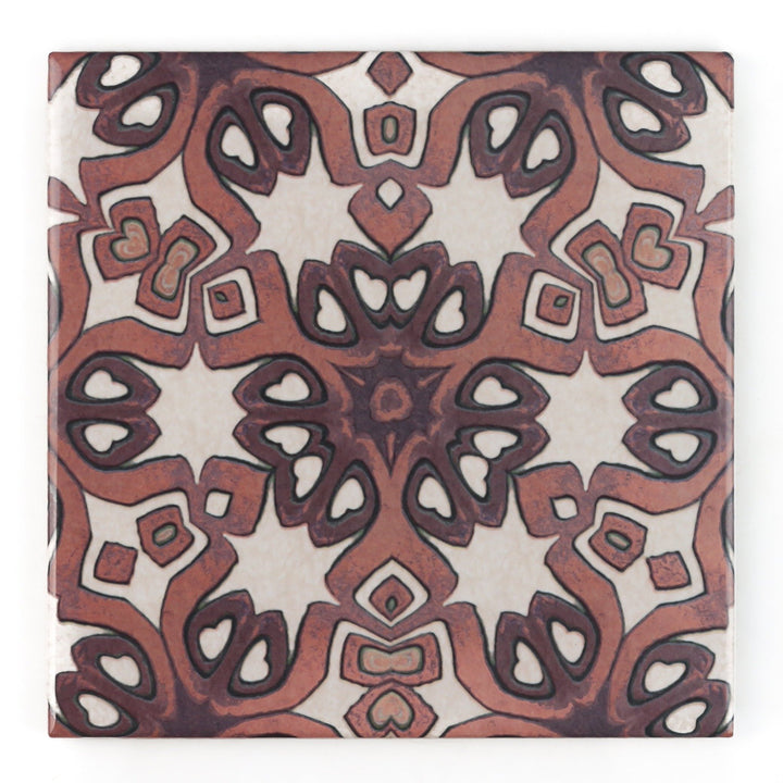 Ochre Cream Cogs tile -  FIRED INK Version