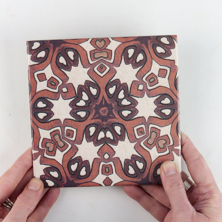 Ochre Cream Cogs tile -  FIRED INK Version