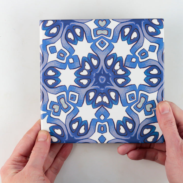 Blue White Iznik tile -  FIRED INK Version