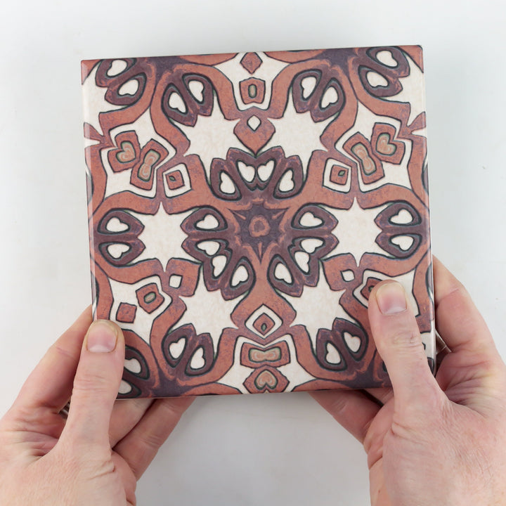 Ochre Cream Cogs tile -  FIRED INK Version
