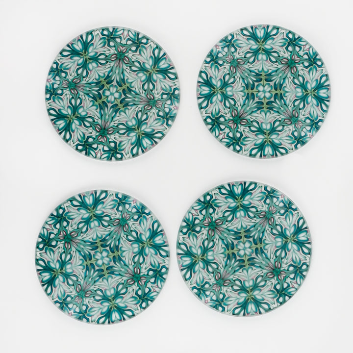 Flourishing garden glass coasters - round