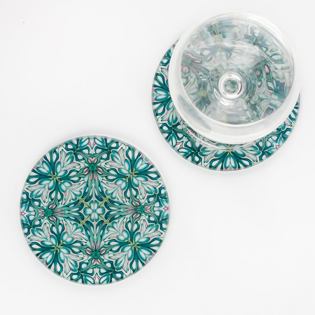 Flourishing garden glass coasters - round